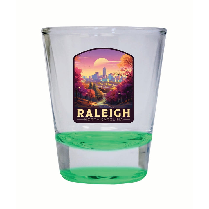 Raleigh North Carolina City of Oaks Design Souvenir 2 Ounce Shot Glass Round Image 3