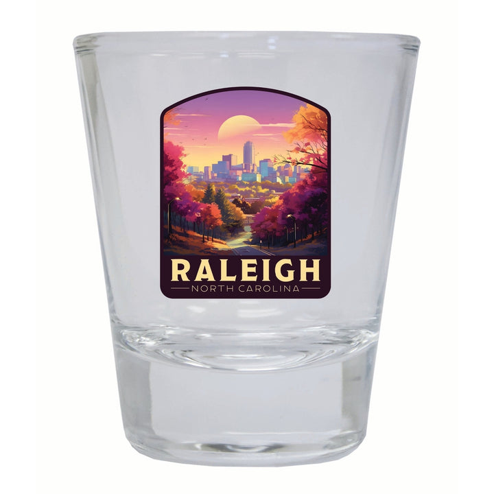 Raleigh North Carolina City of Oaks Design Souvenir 2 Ounce Shot Glass Round Image 4