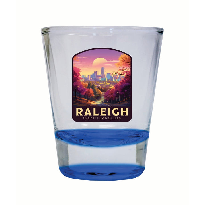 Raleigh North Carolina City of Oaks Design Souvenir 2 Ounce Shot Glass Round Image 4