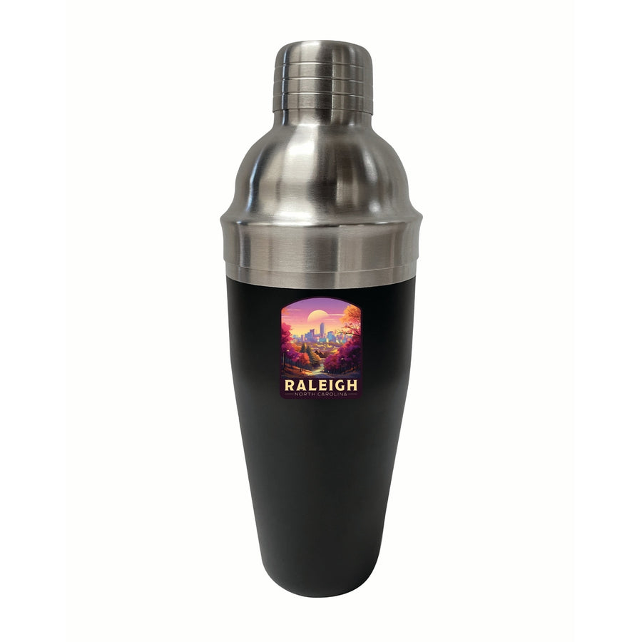 Raleigh North Carolina City of Oaks Design Souvenir 24 oz Stainless Steel Cocktail Shaker Black Image 1