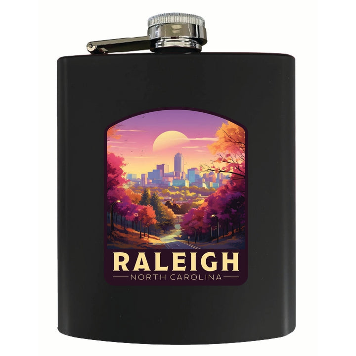 Raleigh North Carolina City of Oaks Design Souvenir 7 oz Steel Flask Matte Finish Image 2