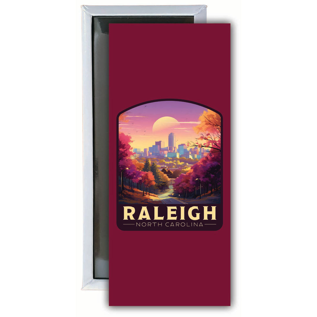 Raleigh North Carolina City of Oaks Design Souvenir Fridge Magnet 4.75 x 2 Inch Image 1