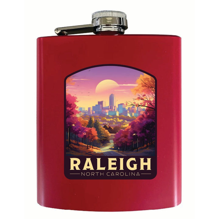 Raleigh North Carolina City of Oaks Design Souvenir 7 oz Steel Flask Matte Finish Image 3