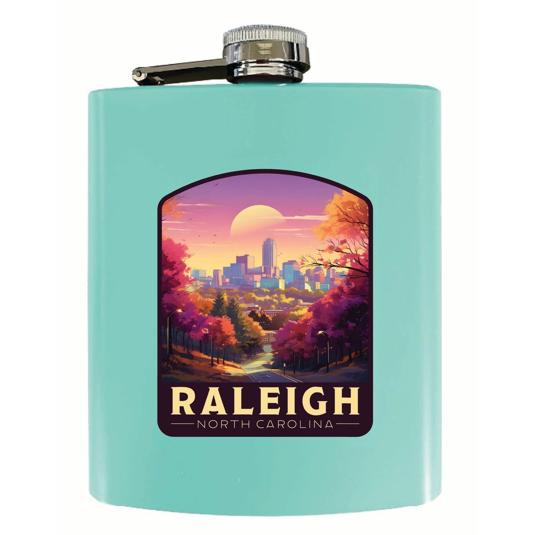 Raleigh North Carolina City of Oaks Design Souvenir 7 oz Steel Flask Matte Finish Image 4