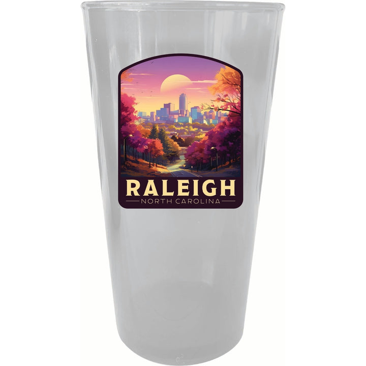 Raleigh North Carolina City of Oaks Design Souvenir Plastic 16 oz pint Image 1