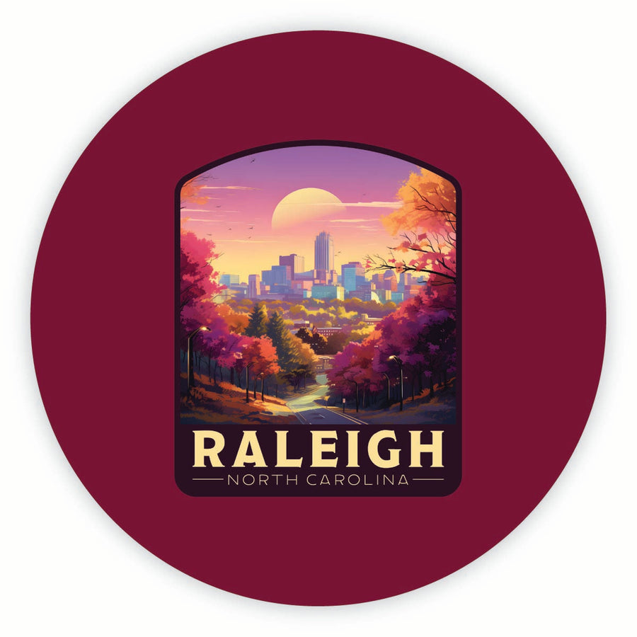 Raleigh North Carolina City of Oaks Design Souvenir Round Fridge Magnet Image 1