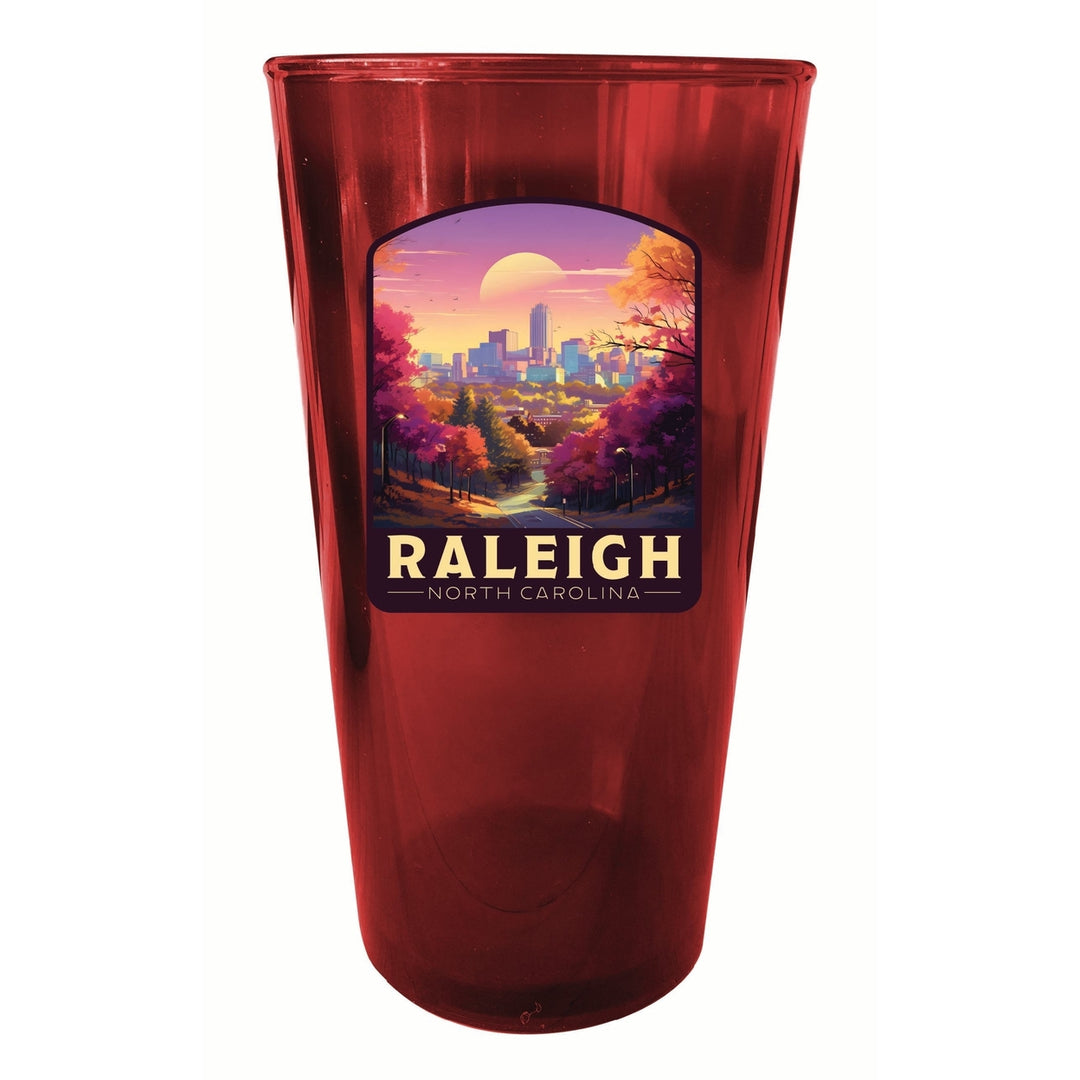 Raleigh North Carolina City of Oaks Design Souvenir Plastic 16 oz pint Image 2