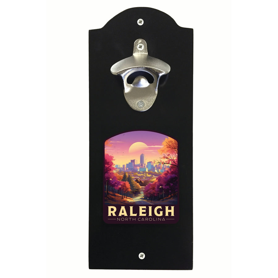 Raleigh North Carolina City of Oaks Design Souvenir Wall mounted bottle opener Image 1