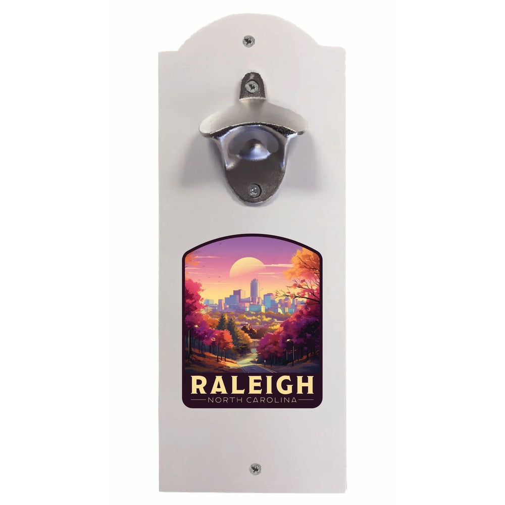 Raleigh North Carolina City of Oaks Design Souvenir Wall mounted bottle opener Image 2