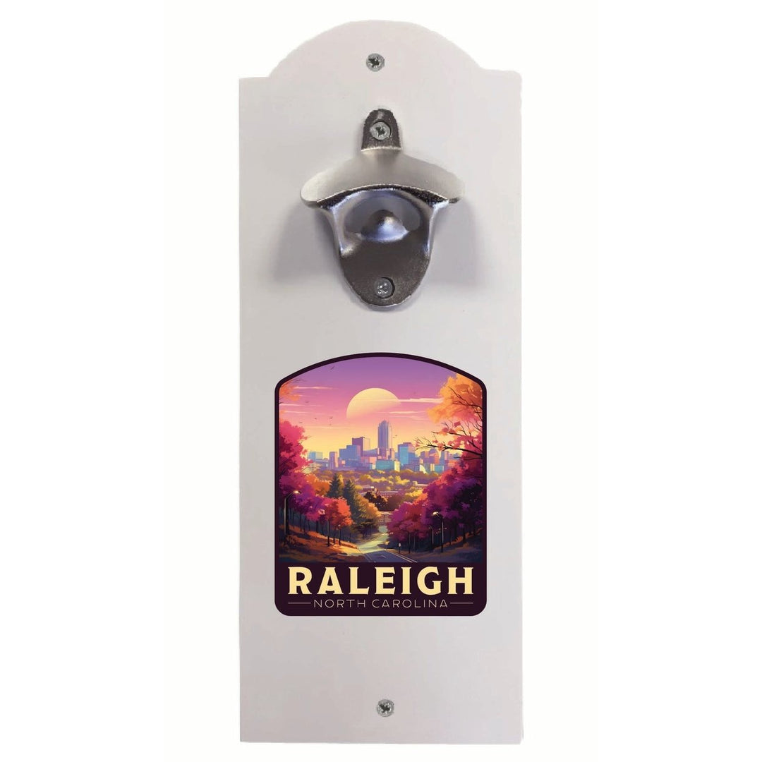 Raleigh North Carolina City of Oaks Design Souvenir Wall mounted bottle opener Image 1