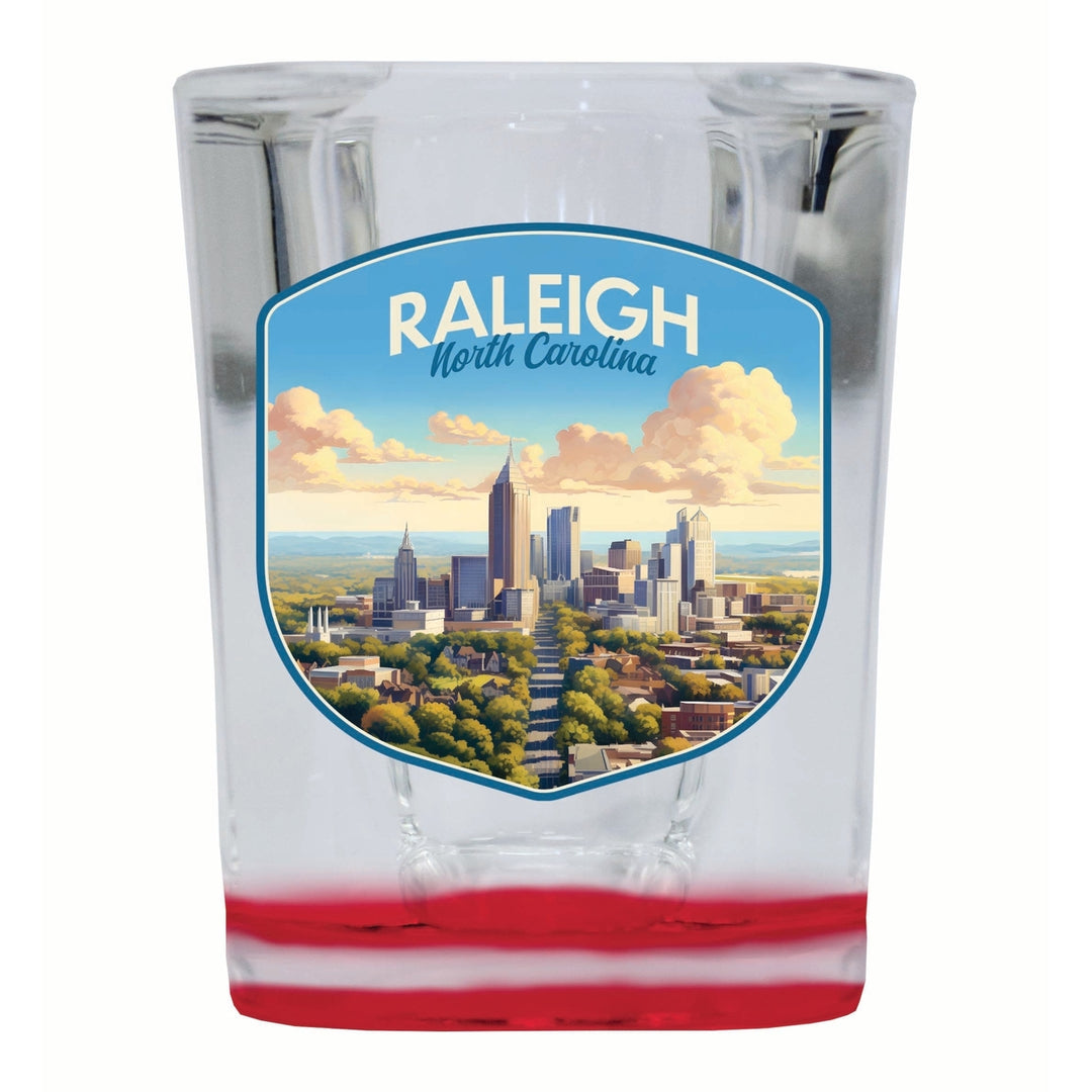 Raleigh North Carolina Daytime Cityscape Design Souvenir 2 Ounce Shot Glass Square Image 3