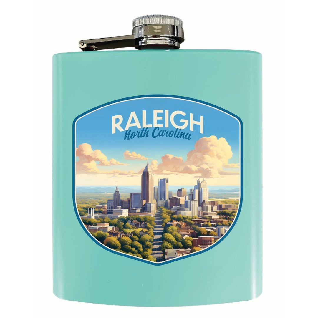 Raleigh North Carolina Daytime Cityscape Design Souvenir 7 oz Steel Flask Matte Finish Image 1