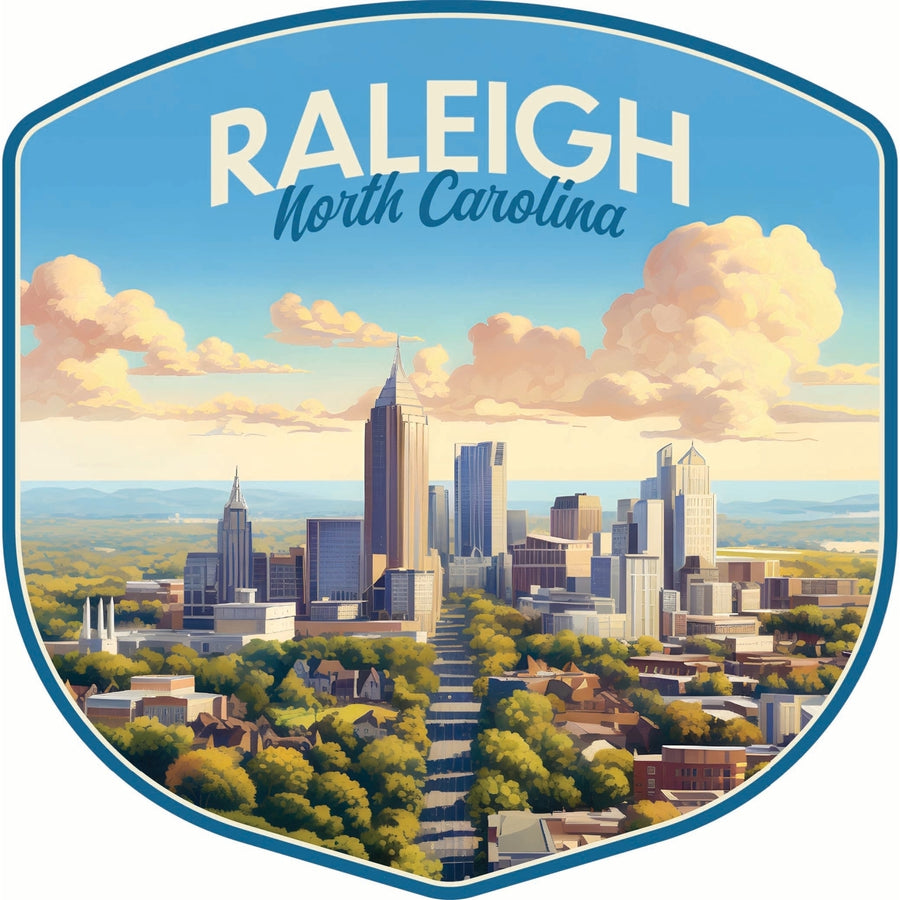 Raleigh North Carolina Daytime Cityscape Design Souvenir Die Cut Flat Magnet Image 1