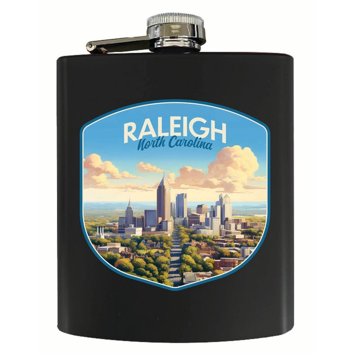 Raleigh North Carolina Daytime Cityscape Design Souvenir 7 oz Steel Flask Matte Finish Image 1