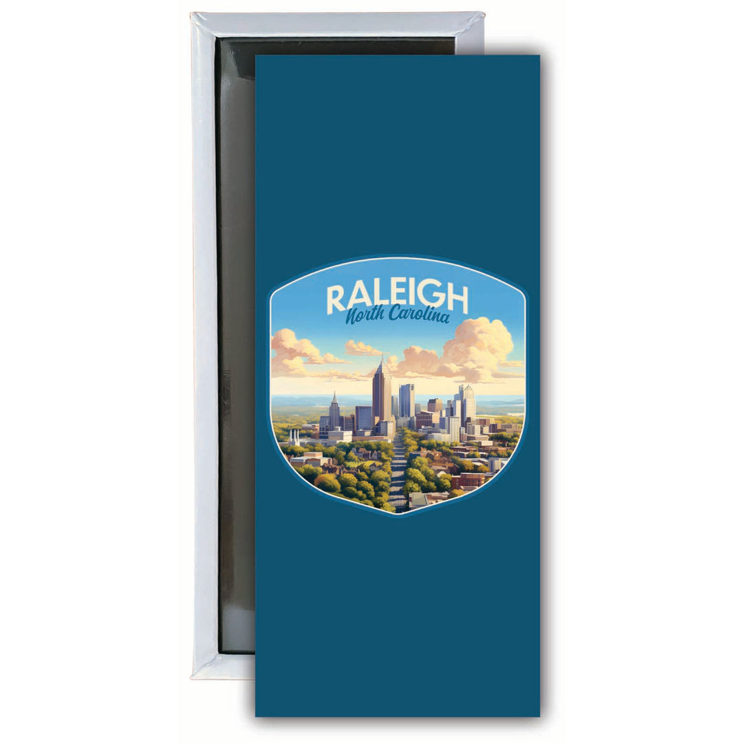 Raleigh North Carolina Daytime Cityscape Design Souvenir Fridge Magnet 4.75 x 2 Inch Image 1