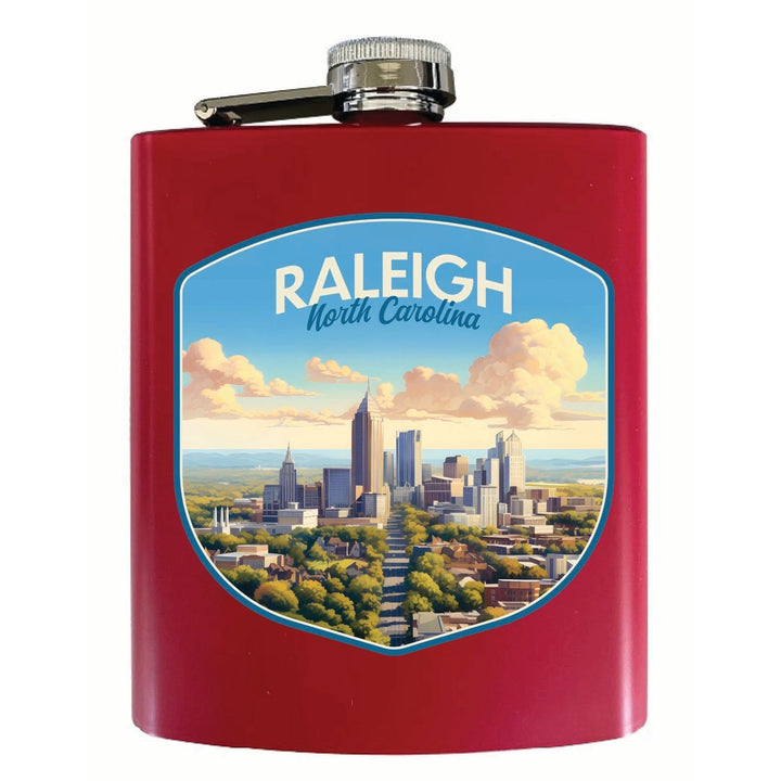 Raleigh North Carolina Daytime Cityscape Design Souvenir 7 oz Steel Flask Matte Finish Image 4