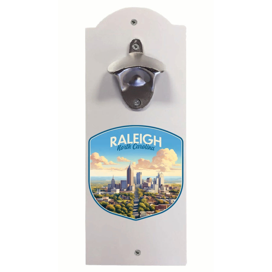 Raleigh North Carolina Daytime Cityscape Design Souvenir Wall mounted bottle opener Image 1