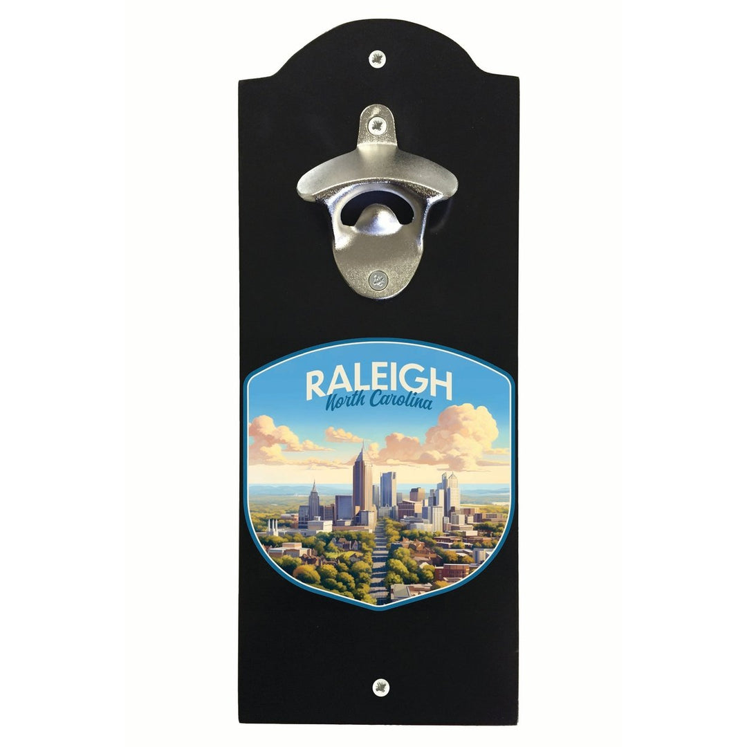 Raleigh North Carolina Daytime Cityscape Design Souvenir Wall mounted bottle opener Image 1