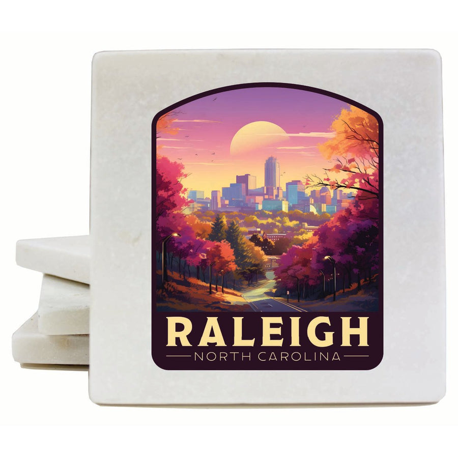 Raleigh North Carolina City of Oaks Design Souvenir 4x4-Inch Coaster Marble 4 Pack Image 1