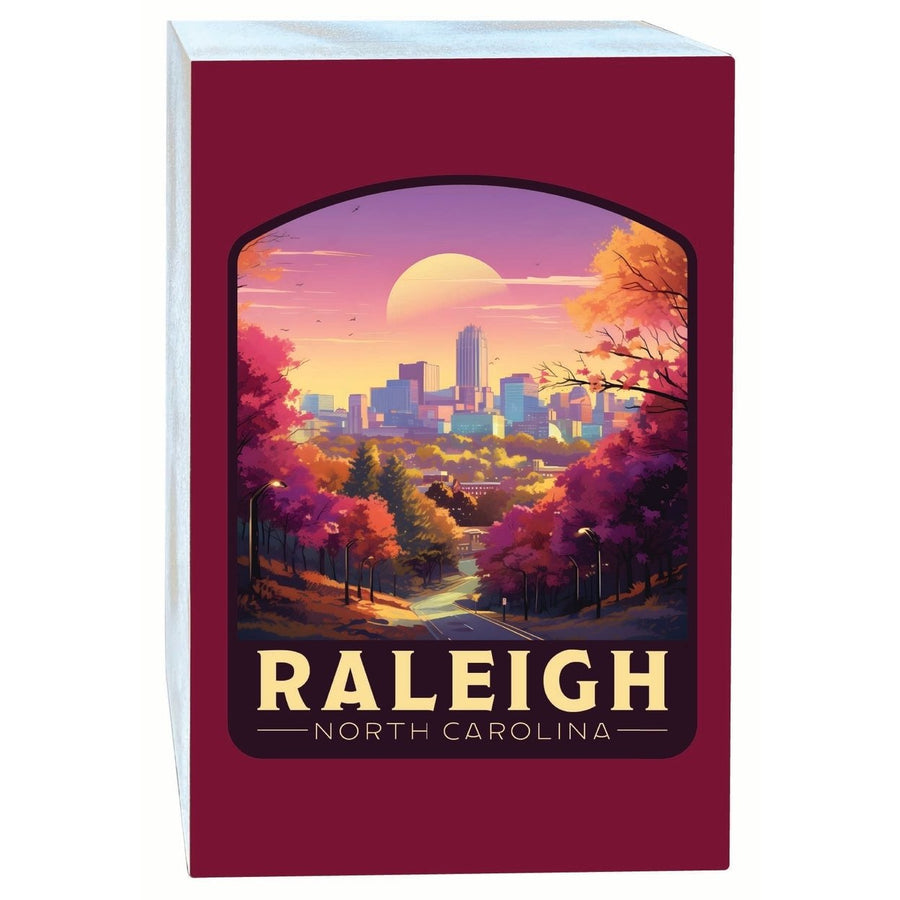 Raleigh North Carolina City of Oaks Design Souvenir Wood sign with frame 5x7 Image 1