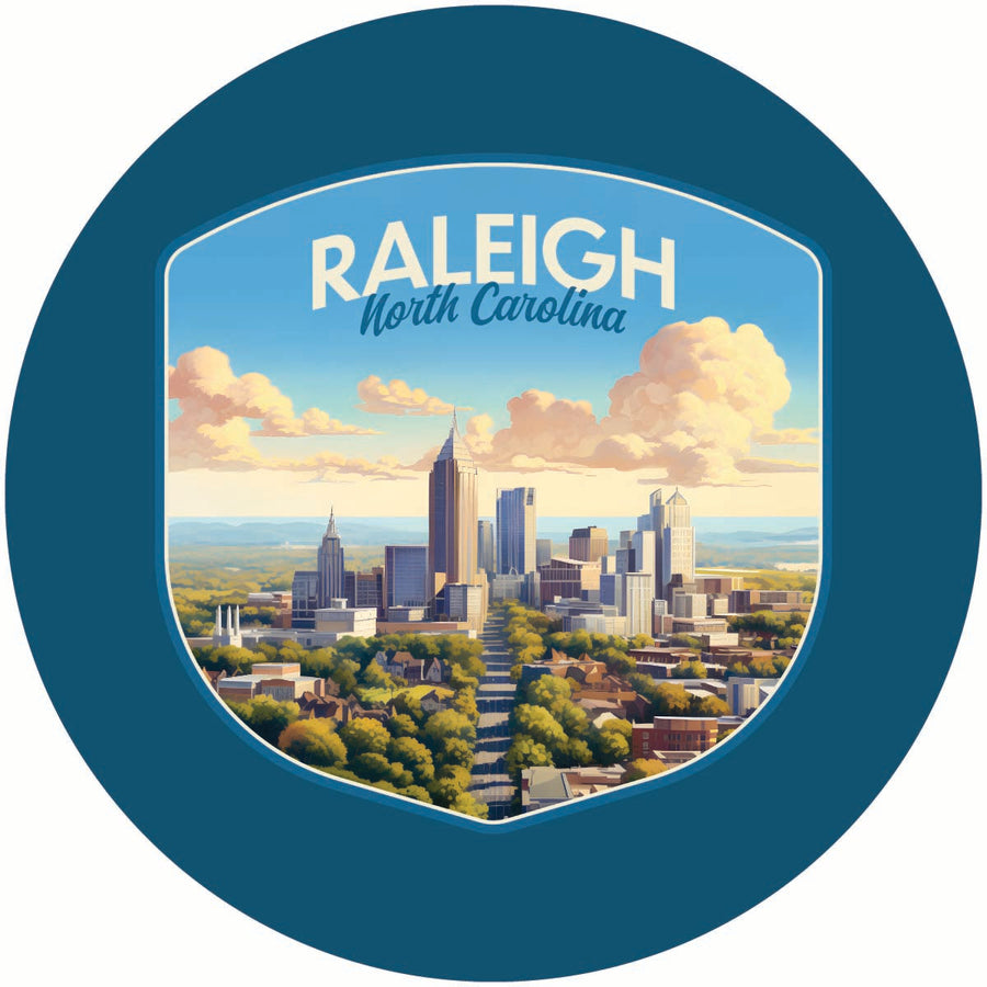 Raleigh North Carolina Daytime Cityscape Design Souvenir Coaster Paper 4 Pack Image 1