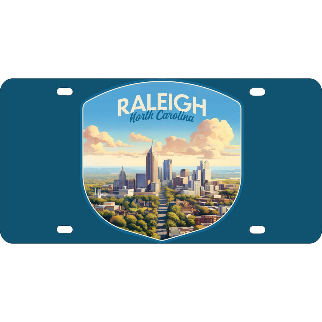 Raleigh North Carolina Daytime Cityscape Design Souvenir Metal License Plate Image 1