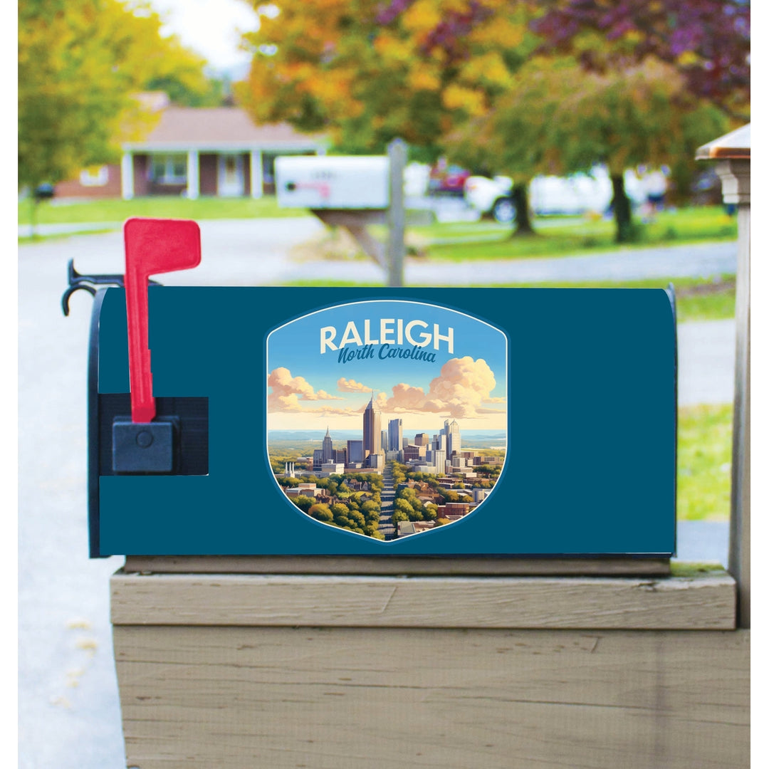 Raleigh North Carolina Daytime Cityscape Design Souvenir Magnetic Mailbox Cover Image 1