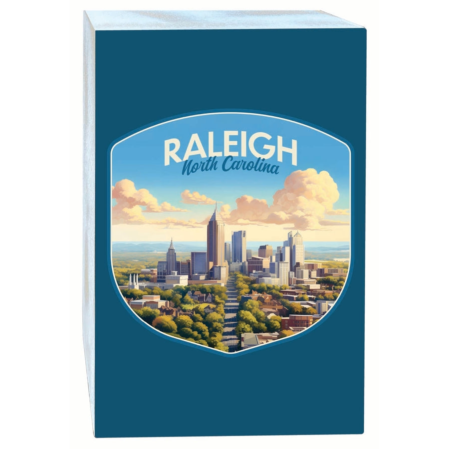 Raleigh North Carolina Daytime Cityscape Design Souvenir Wood sign with frame 5x7 Image 1