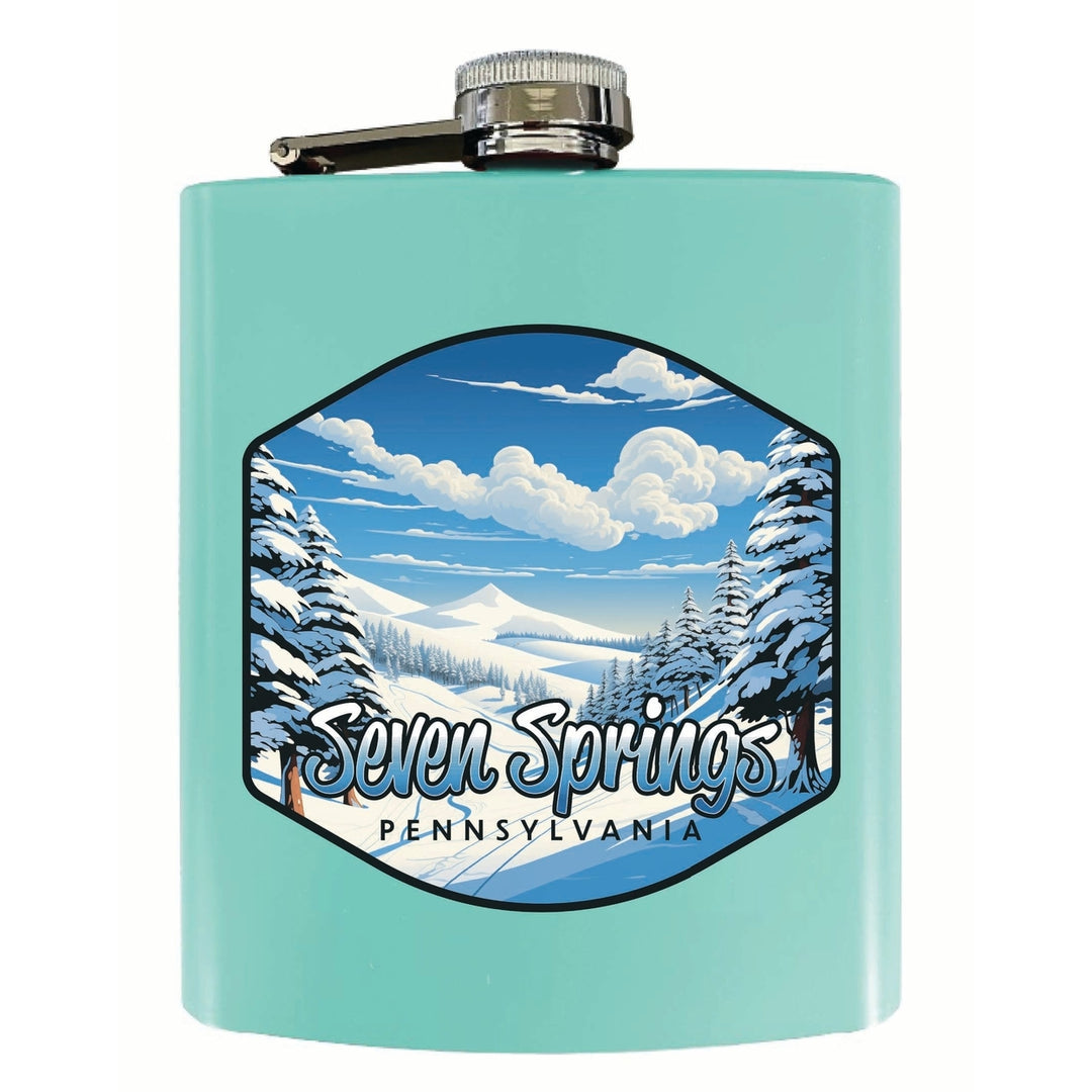 Seven Springs Pennsylvania Ski Slopes Design Souvenir 7 oz Steel Flask Matte Finish Image 1