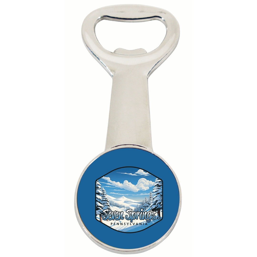 Seven Springs Pennsylvania Ski Slopes Design Souvenir Magnetic Bottle Opener Image 1