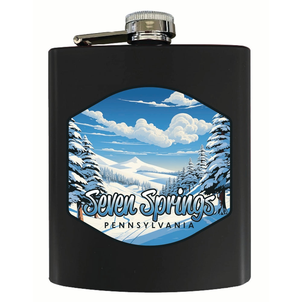 Seven Springs Pennsylvania Ski Slopes Design Souvenir 7 oz Steel Flask Matte Finish Image 2