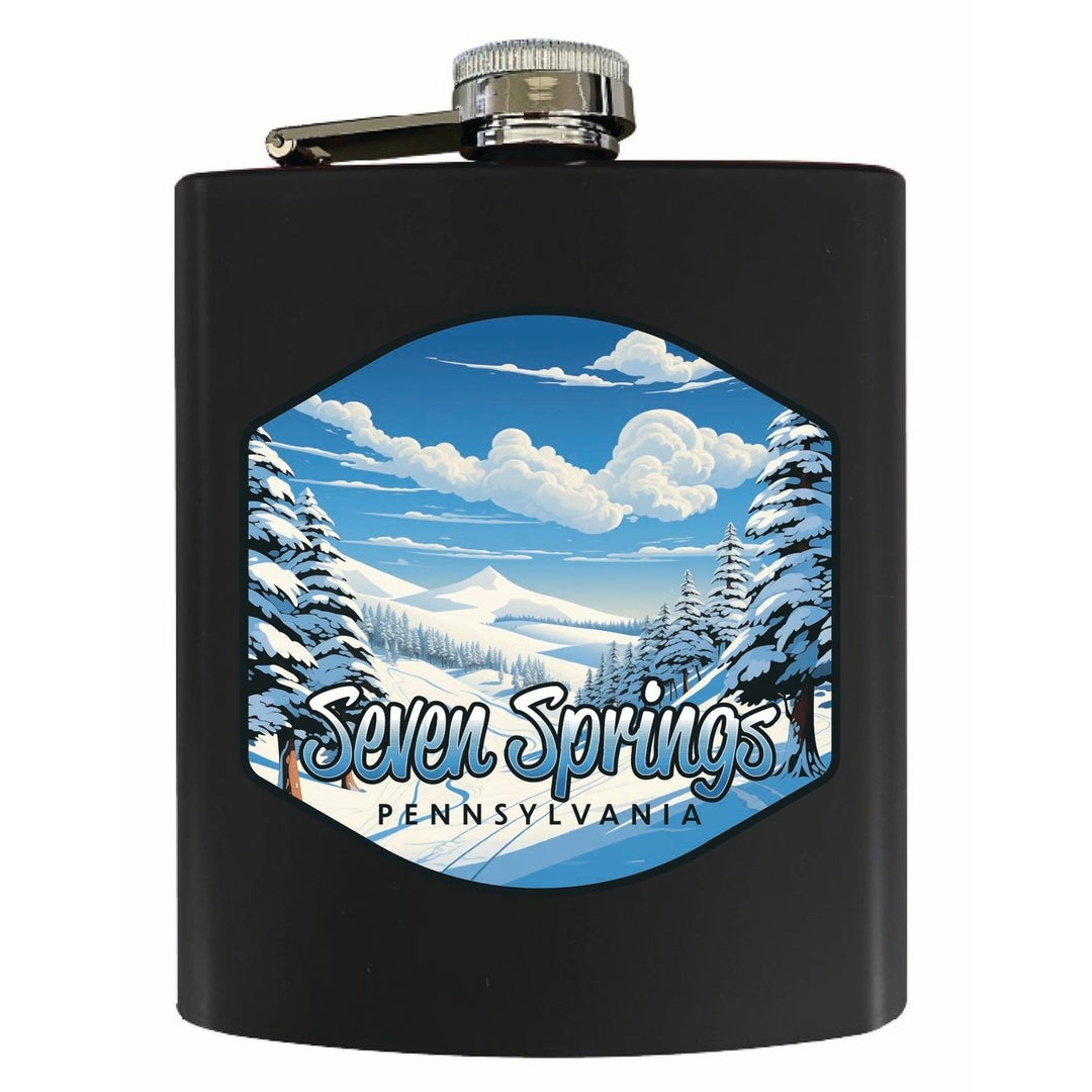 Seven Springs Pennsylvania Ski Slopes Design Souvenir 7 oz Steel Flask Matte Finish Image 1