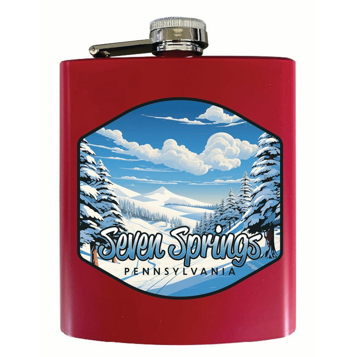 Seven Springs Pennsylvania Ski Slopes Design Souvenir 7 oz Steel Flask Matte Finish Image 4