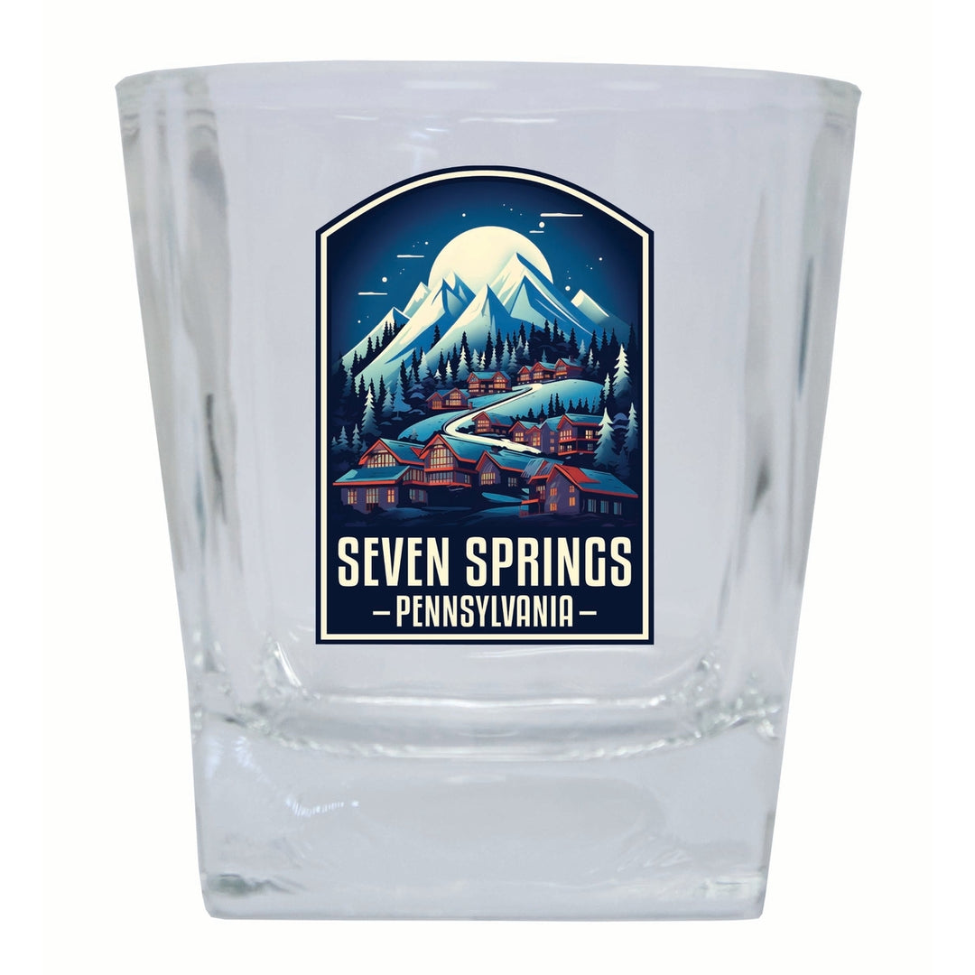 Seven Springs Pennsylvania Snowy Village Design Souvenir 10 oz Whiskey Glass Rocks Glass Image 1