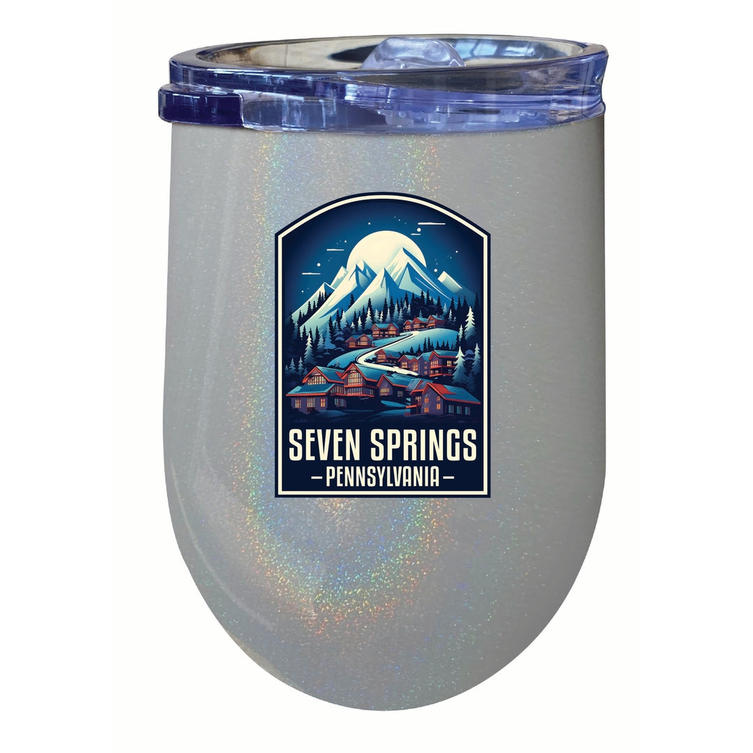 Seven Springs Pennsylvania Snowy Village Design Souvenir 12 oz Insulated Wine Stainless Steel Tumbler Image 3