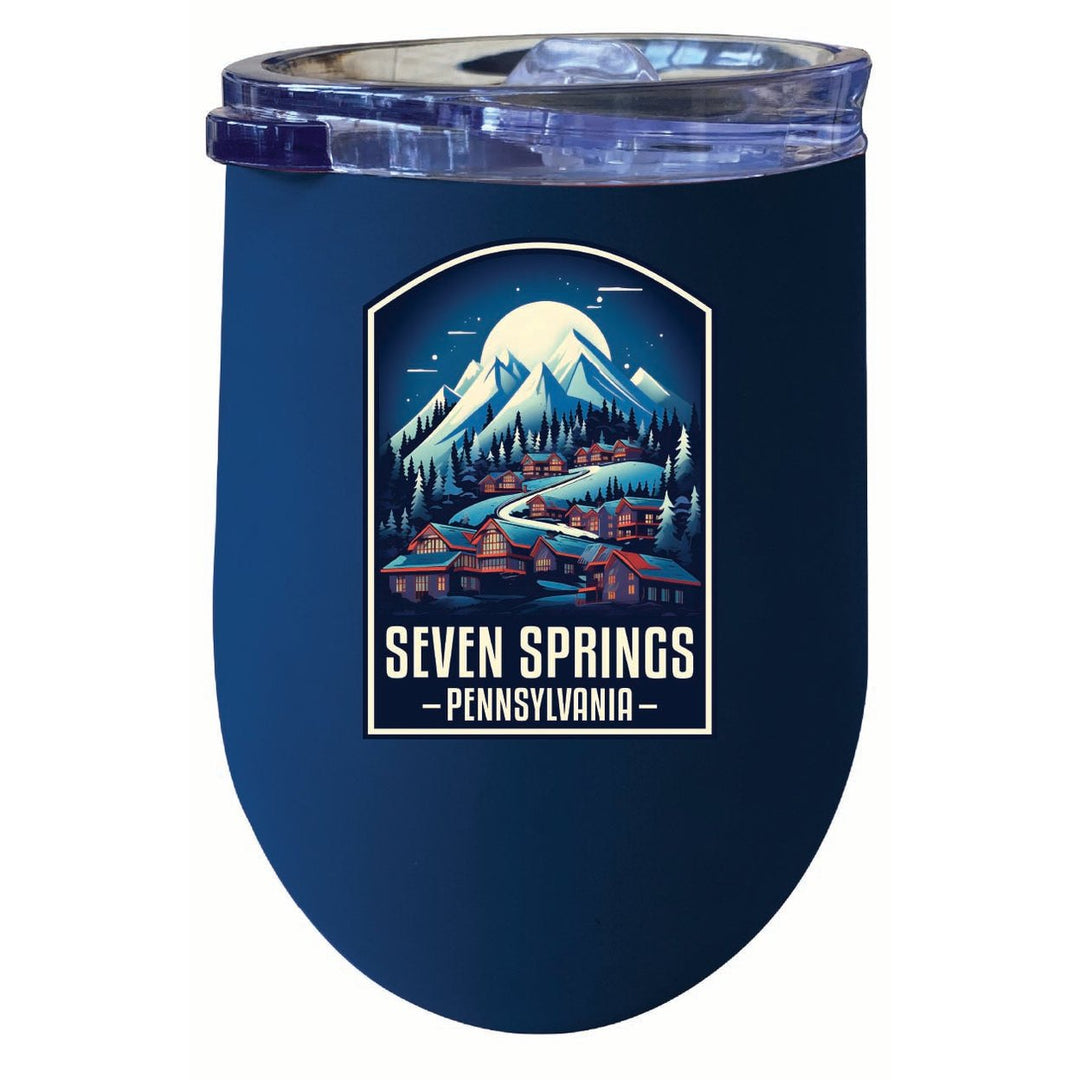 Seven Springs Pennsylvania Snowy Village Design Souvenir 12 oz Insulated Wine Stainless Steel Tumbler Image 4