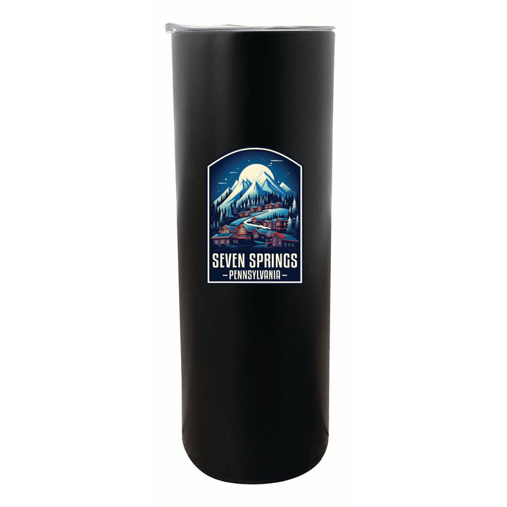 Seven Springs Pennsylvania Snowy Village Design Souvenir 20 oz Insulated Stainless Steel Skinny Tumbler Image 1