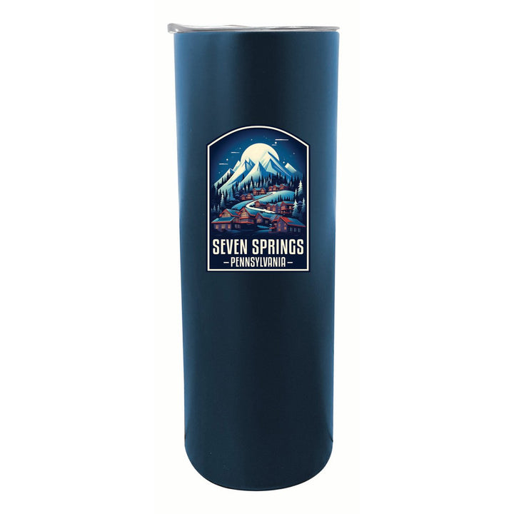 Seven Springs Pennsylvania Snowy Village Design Souvenir 20 oz Insulated Stainless Steel Skinny Tumbler Image 4