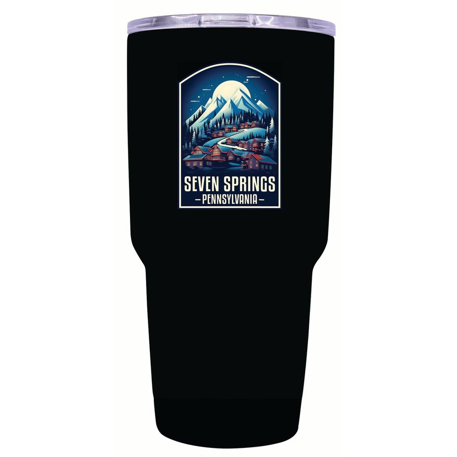 Seven Springs Pennsylvania Snowy Village Design Souvenir 24 oz Insulated Stainless Steel Tumbler Image 1