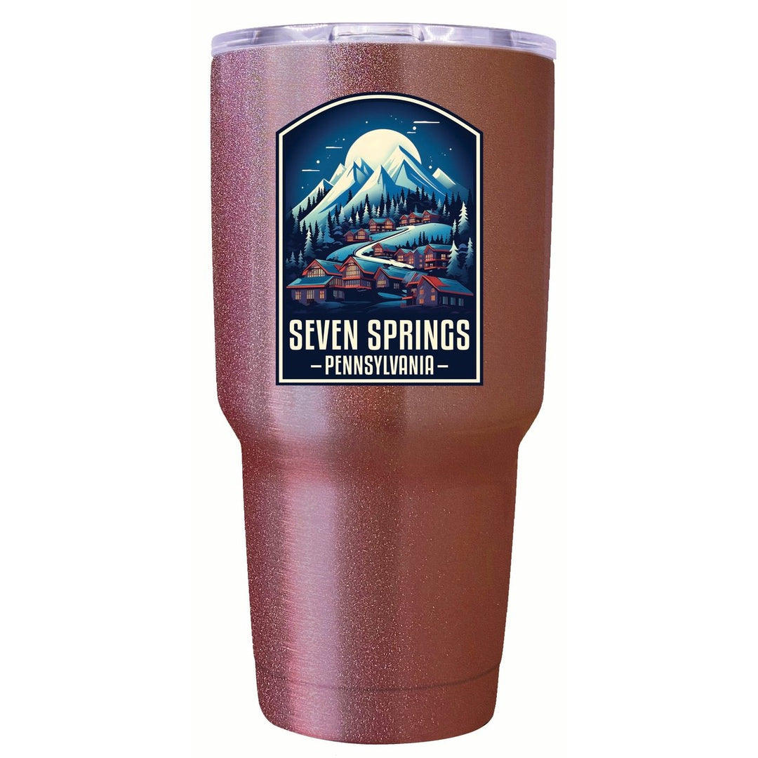 Seven Springs Pennsylvania Snowy Village Design Souvenir 24 oz Insulated Stainless Steel Tumbler Image 2