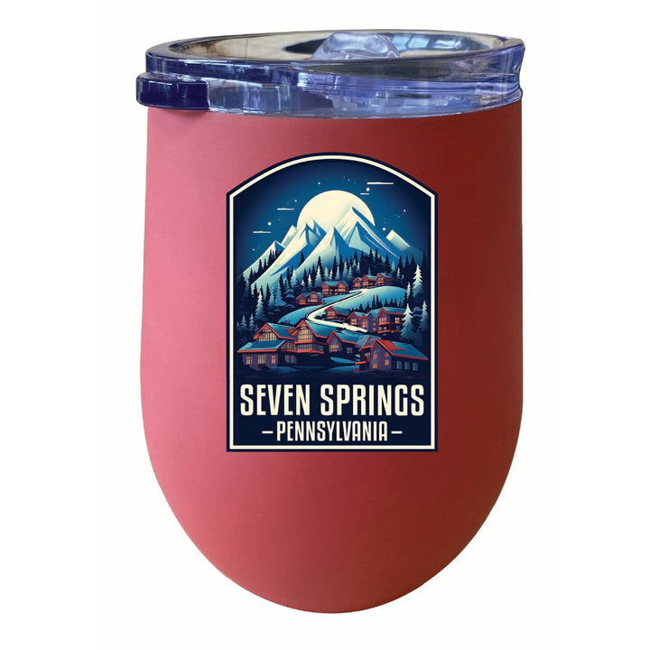 Seven Springs Pennsylvania Snowy Village Design Souvenir 12 oz Insulated Wine Stainless Steel Tumbler Image 6