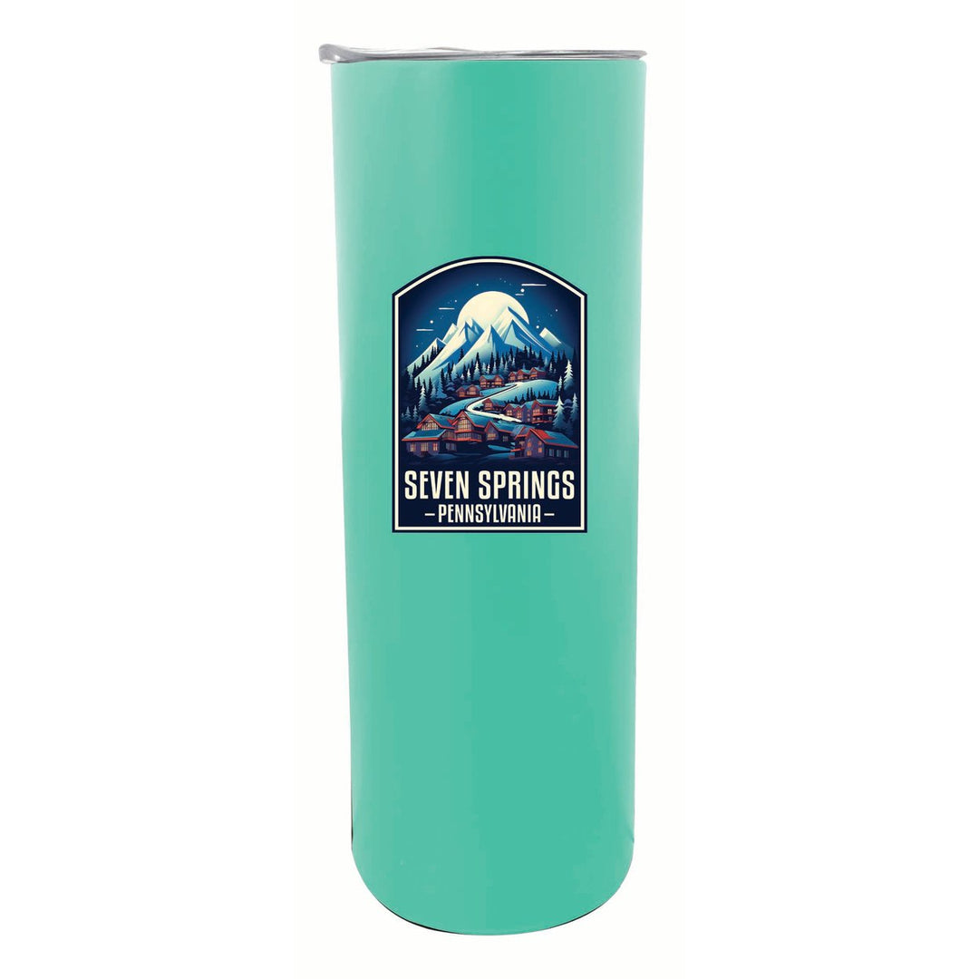 Seven Springs Pennsylvania Snowy Village Design Souvenir 20 oz Insulated Stainless Steel Skinny Tumbler Image 1