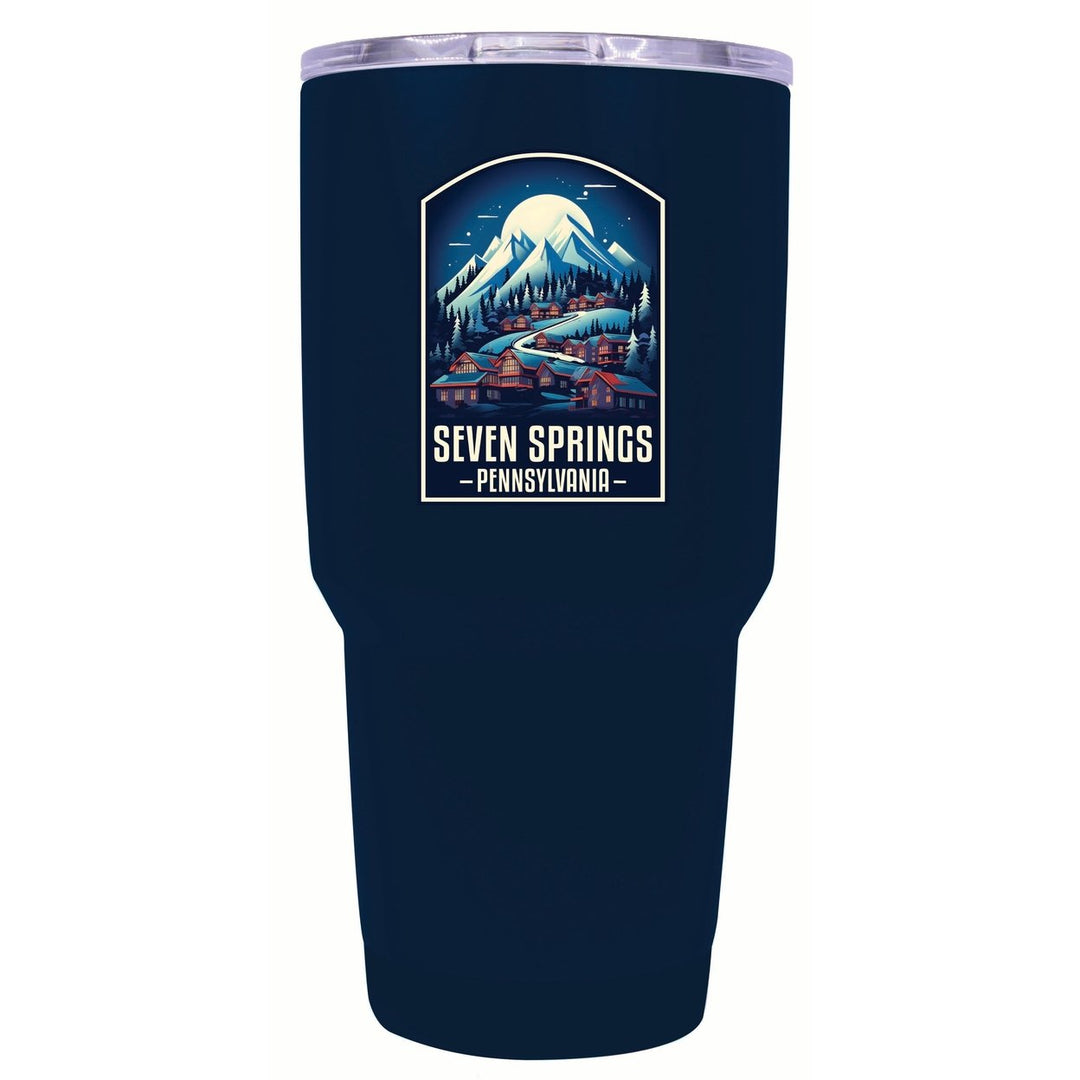 Seven Springs Pennsylvania Snowy Village Design Souvenir 24 oz Insulated Stainless Steel Tumbler Image 3