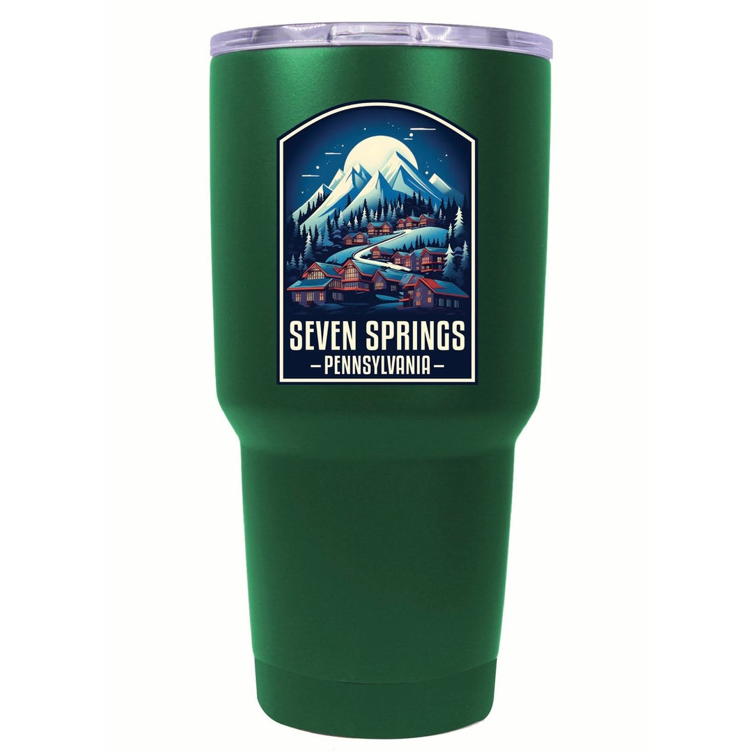 Seven Springs Pennsylvania Snowy Village Design Souvenir 24 oz Insulated Stainless Steel Tumbler Image 4