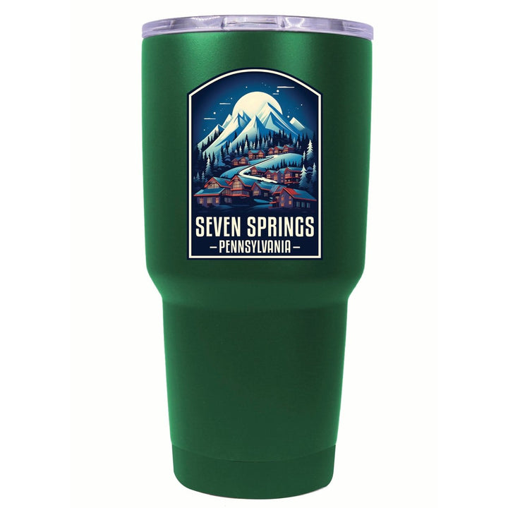 Seven Springs Pennsylvania Snowy Village Design Souvenir 24 oz Insulated Stainless Steel Tumbler Image 1