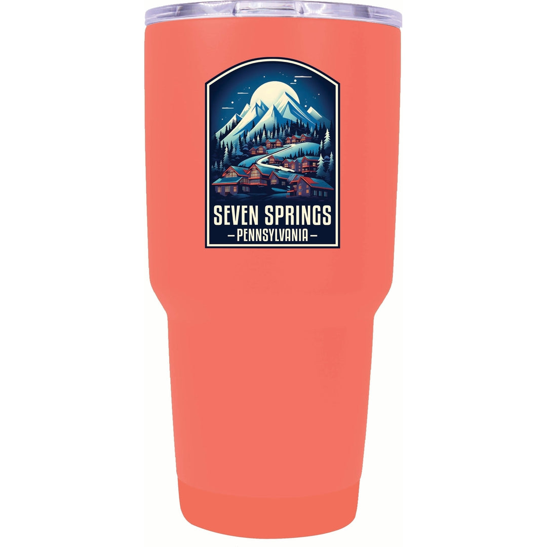 Seven Springs Pennsylvania Snowy Village Design Souvenir 24 oz Insulated Stainless Steel Tumbler Image 4