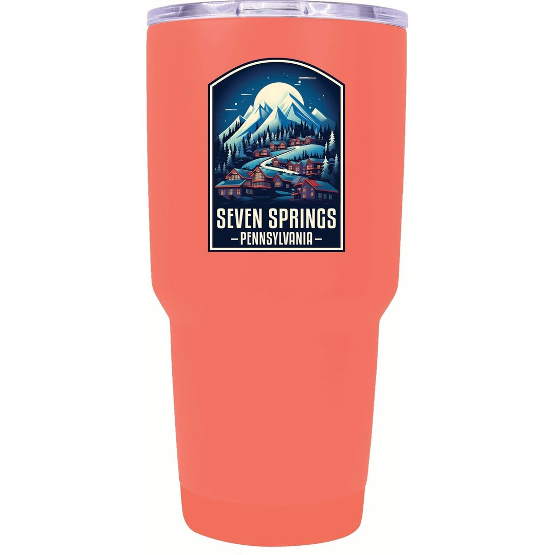 Seven Springs Pennsylvania Snowy Village Design Souvenir 24 oz Insulated Stainless Steel Tumbler Image 1