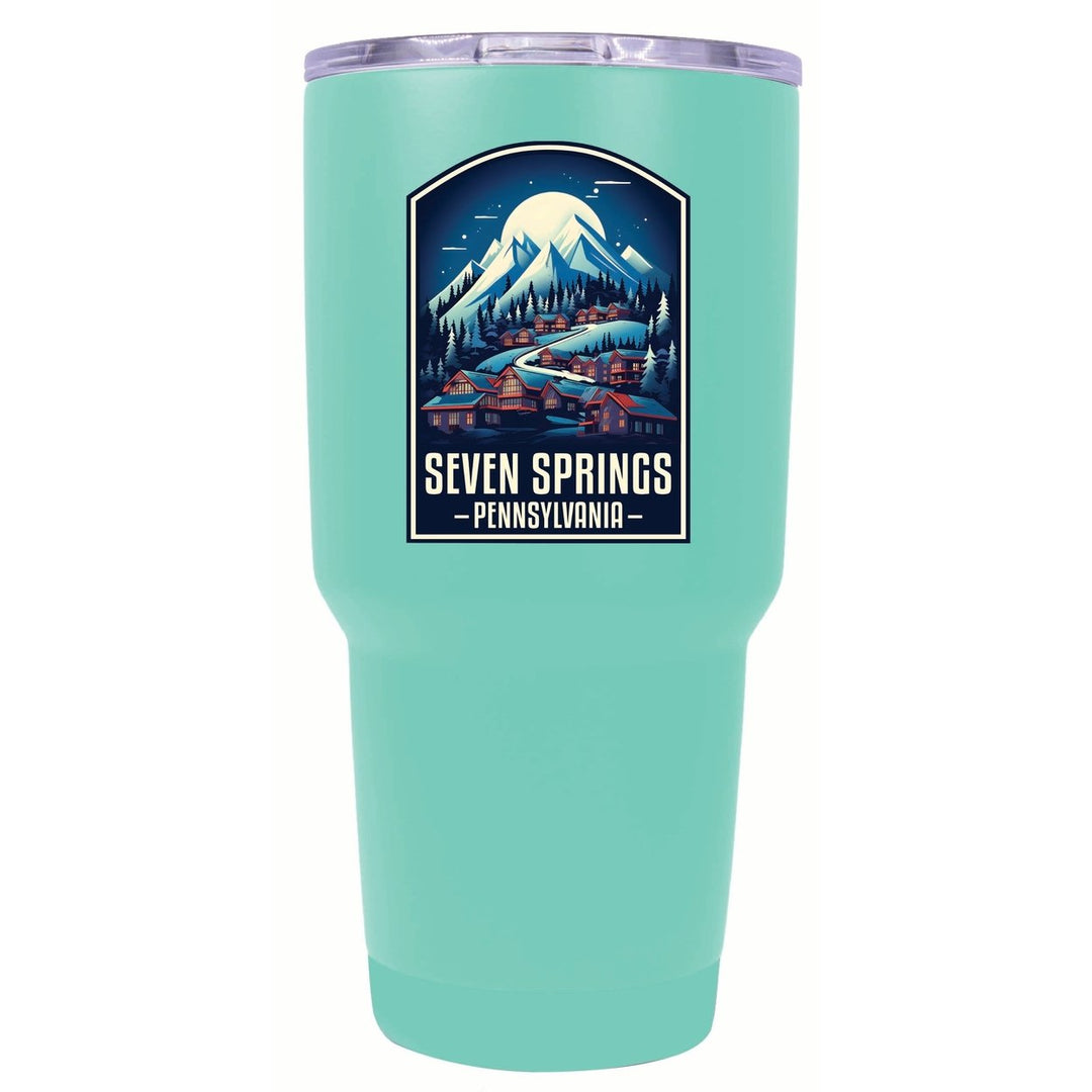 Seven Springs Pennsylvania Snowy Village Design Souvenir 24 oz Insulated Stainless Steel Tumbler Image 6