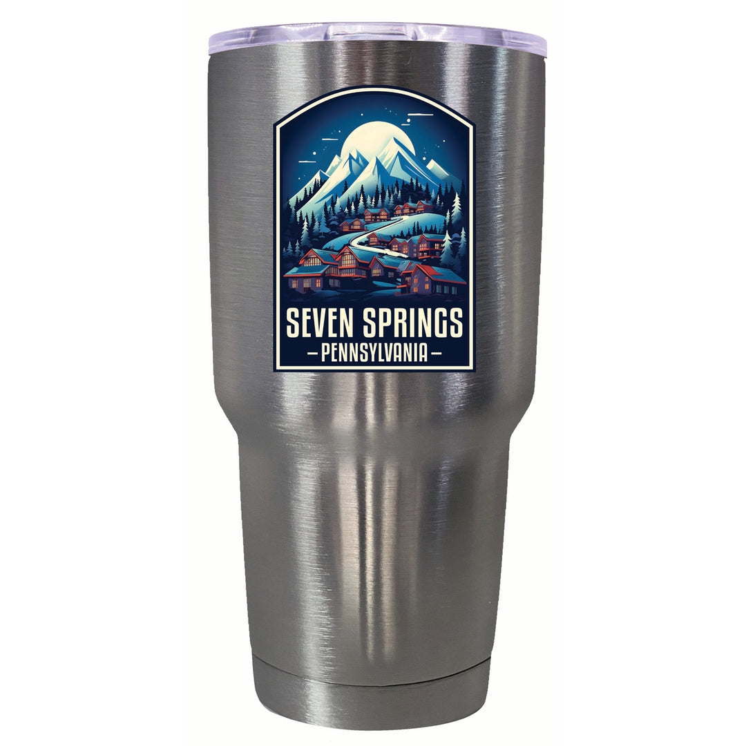 Seven Springs Pennsylvania Snowy Village Design Souvenir 24 oz Insulated Stainless Steel Tumbler Image 7