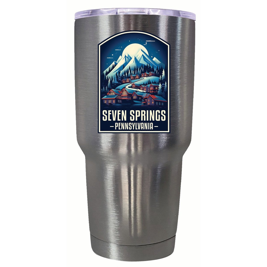 Seven Springs Pennsylvania Snowy Village Design Souvenir 24 oz Insulated Stainless Steel Tumbler Image 1